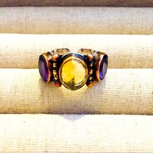 Nordstrom | Ring | Amethyst & Yellow Topaz Silver Split Ring | Festival | Boho